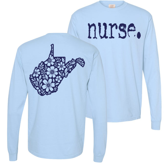 Typewriter Nurse with West Virginia State on back - Comfort Colors
