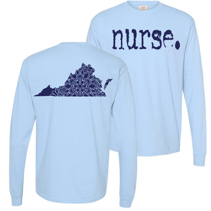 Typewriter Nurse with Virginia State on back - Comfort Colors