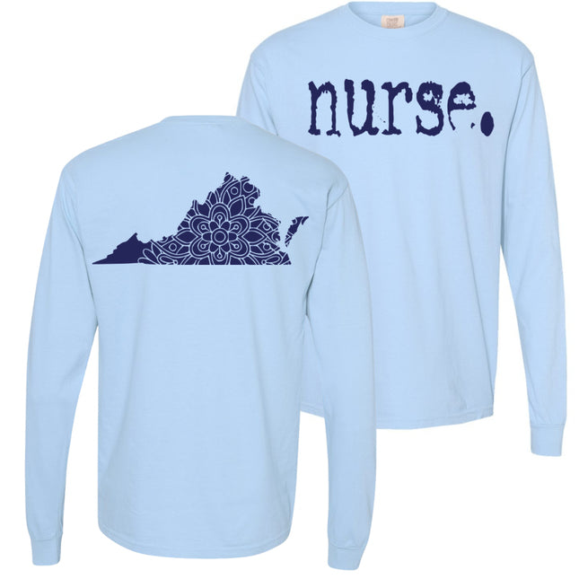 Typewriter Nurse with Virginia State on back - Comfort Colors