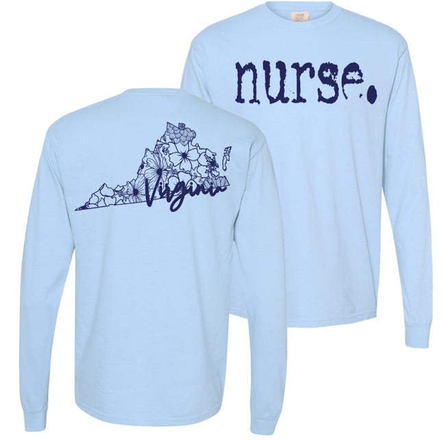 Typewriter Nurse with Virginia State on back - Comfort Colors