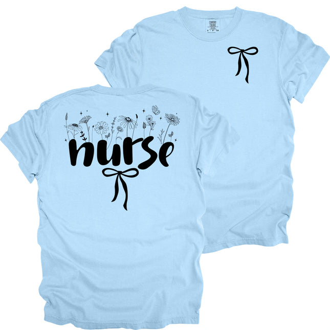 Wildflowers Nurse with Bow - Comfort Colors T-Shirt