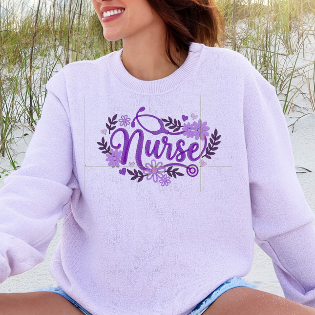 Embroidered Floral Nurse - Lane Seven Nantucket Sweatshirt