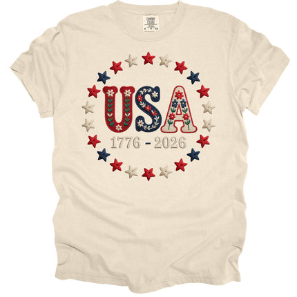 Faux Embroidery USA - Comfort Colors T-Shirt