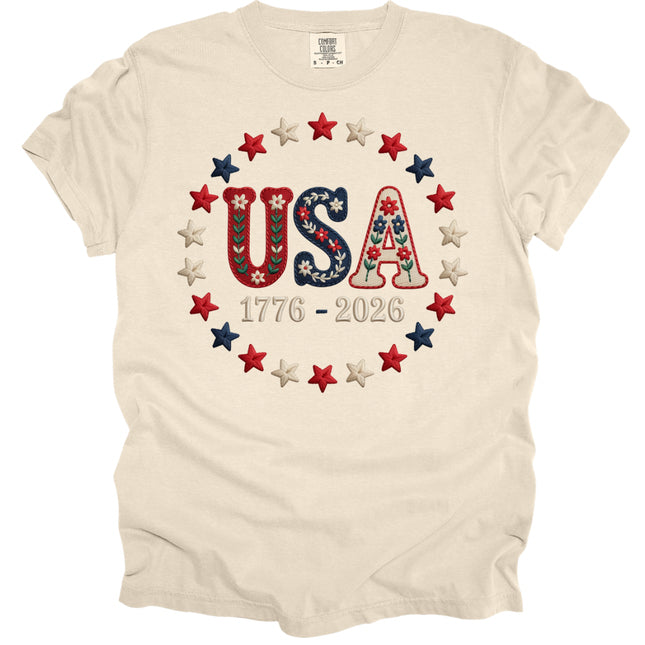 Faux Embroidery USA - Comfort Colors T-Shirt