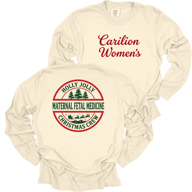 Carilion Women's Holly Jolly  - Comfort Colors Long Sleeve