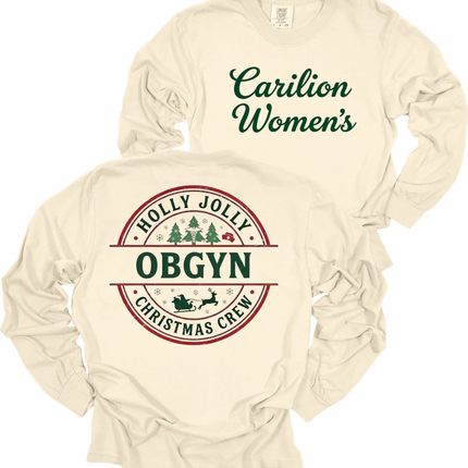 Carilion Women's Holly Jolly  - Comfort Colors Long Sleeve