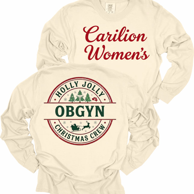 Carilion Women's Holly Jolly  - Comfort Colors Long Sleeve