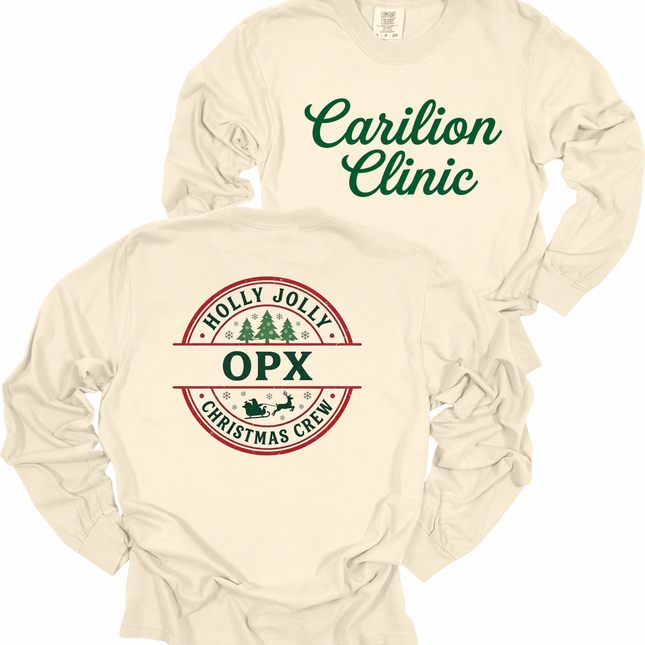 Carilion Clinic Holly Jolly OPX, PACS, SPD Tech, Quality - Comfort Colors Long Sleeve