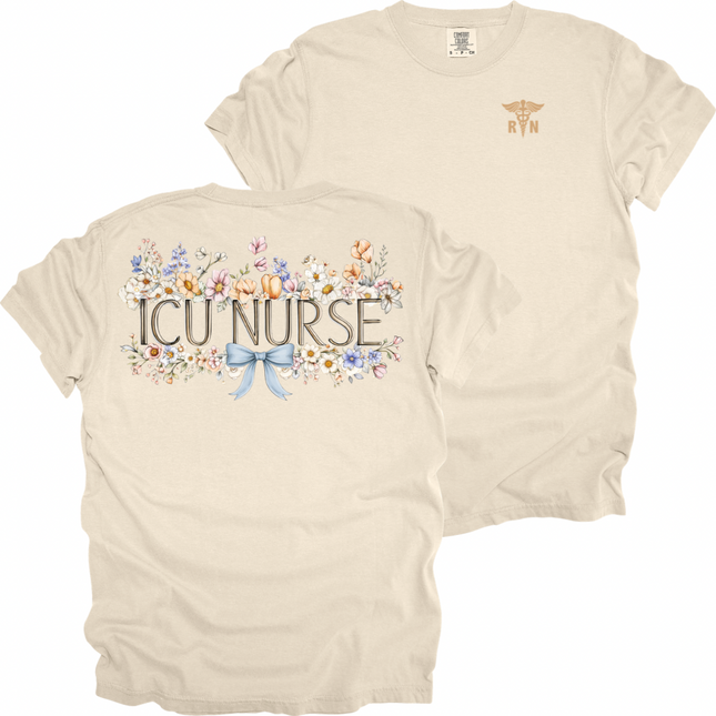 Spring Floral Nurse with RN Caduceus - Comfort Colors T-Shirt