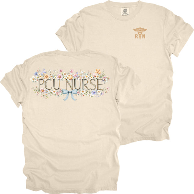 Spring Floral Nurse with RN Caduceus - Comfort Colors T-Shirt