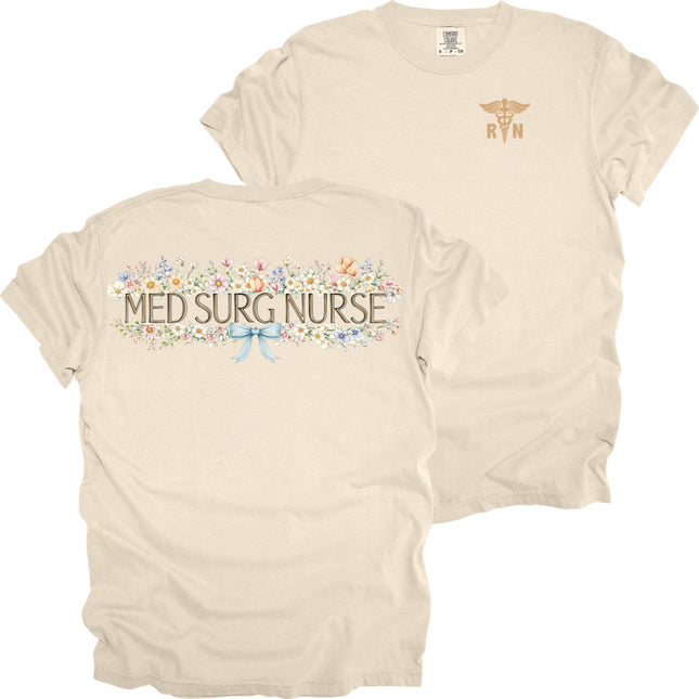 Spring Floral Nurse with RN Caduceus - Comfort Colors T-Shirt