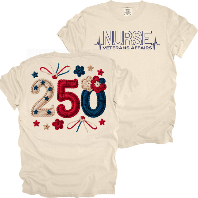 "250" Year USA Faux Embroidery VA Nurse - Comfort Colors T-Shirt