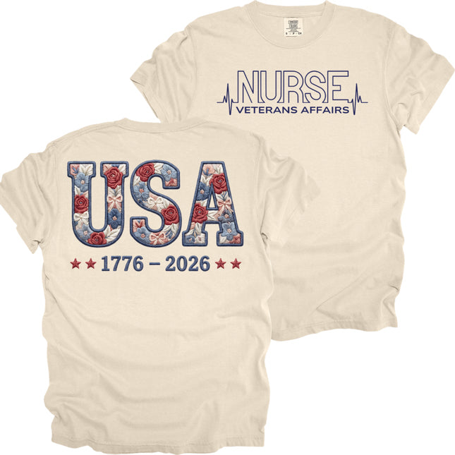 USA Floral VA Nurse - Comfort Colors T-Shirt