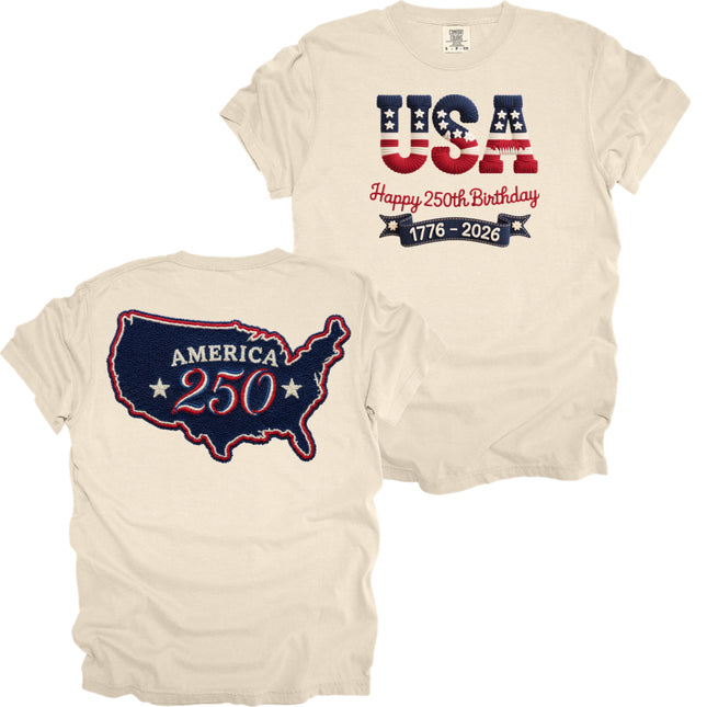Two sided Red White Blue USA - Comfort Colors Apparel