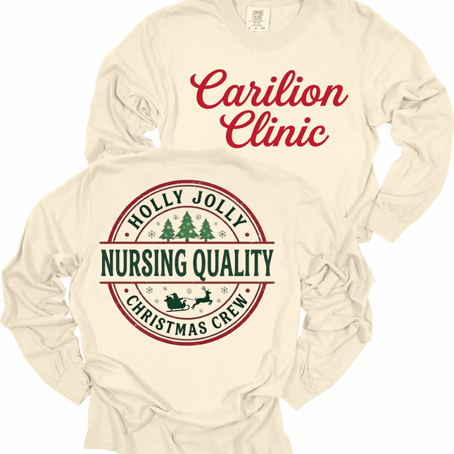 Carilion Clinic Holly Jolly OPX, PACS, SPD Tech, Quality - Comfort Colors Long Sleeve