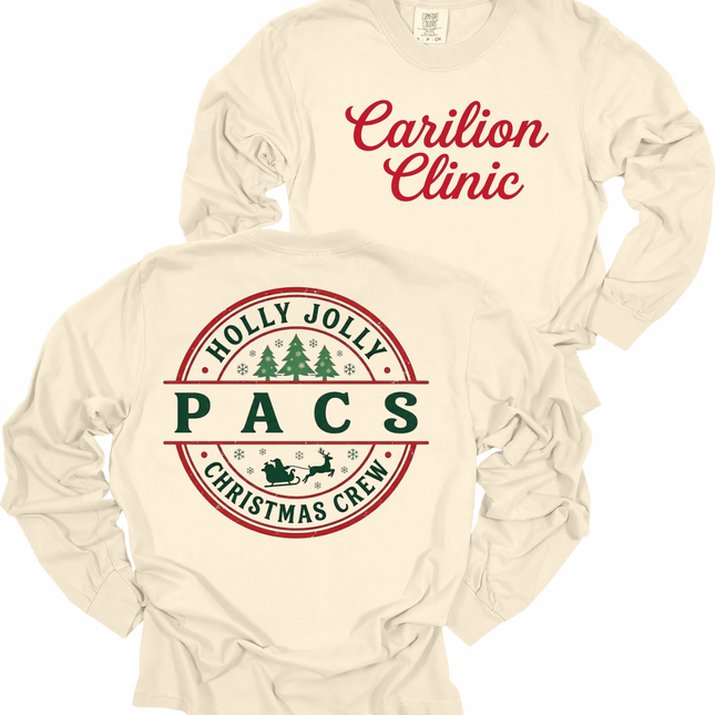 Carilion Clinic Holly Jolly OPX, PACS, SPD Tech, Quality - Comfort Colors Long Sleeve