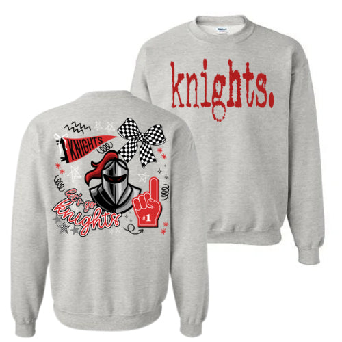 Typewriter Knights with Back Design - Gildan Sweatshirts