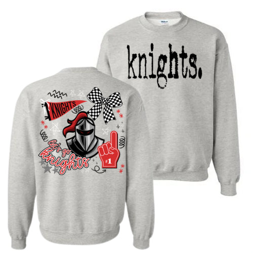 Typewriter Knights with Back Design - Gildan Sweatshirts