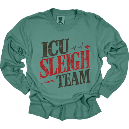 Nursing Sleigh Teams Christmas - Comfort Colors Long Sleeve