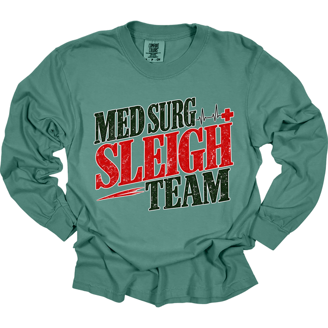 Nursing Sleigh Teams Christmas - Comfort Colors Long Sleeve