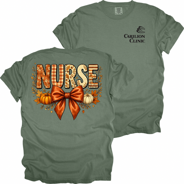 Carilion Clinic Fall Nurse with Orange Bow - Comfort Colors T-Shirt