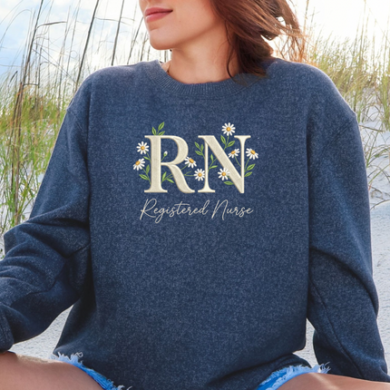 Embroidered Daisy RN - Lane Seven Nantucket Sweatshirt