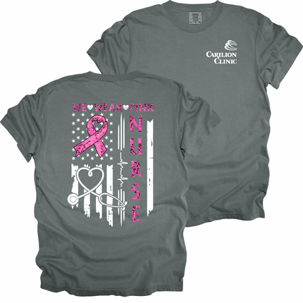 Carilion Clinic  Breast Cancer Flag per Title - Comfort Colors T-Shirt