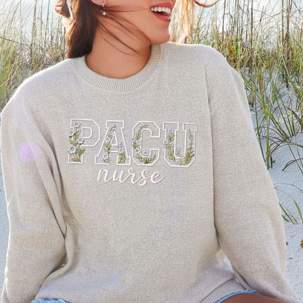 Embroidered Floral Department Nurse - Lane Seven Nantucket Sweatshirt
