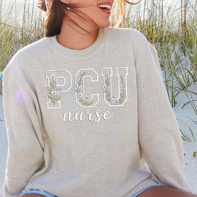 Embroidered Floral Department Nurse - Lane Seven Nantucket Sweatshirt
