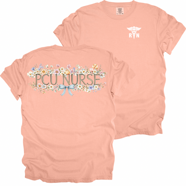 Spring Floral Nurse with RN Caduceus - Comfort Colors T-Shirt