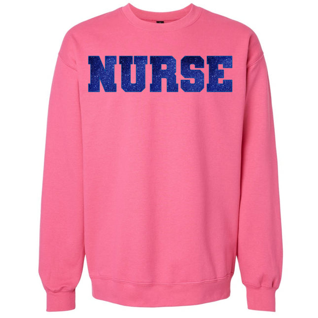 Glitter Embroidered NURSE Crewneck Sweatshirt