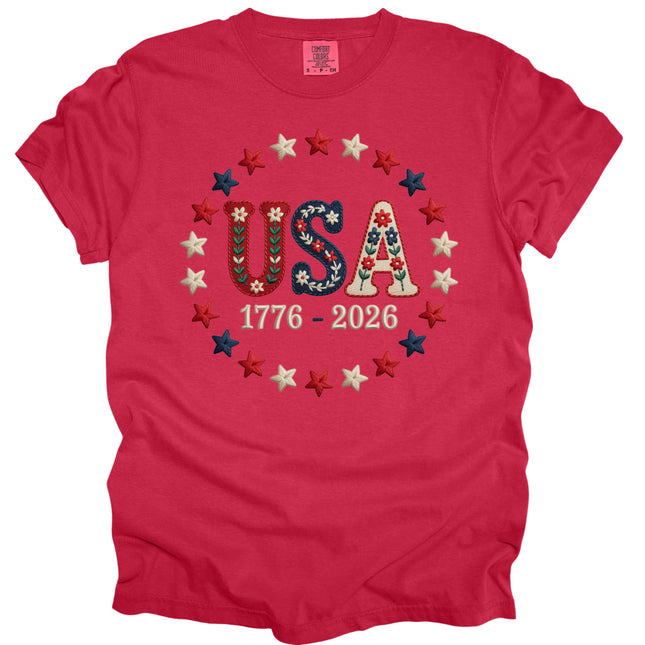Faux Embroidery USA - Comfort Colors T-Shirt
