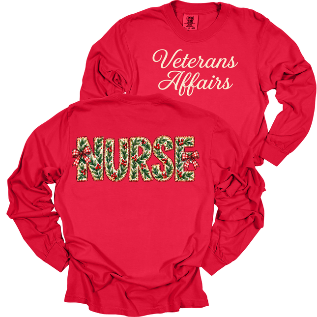 VA Red Holly Nurse - Comfort Colors Long Sleeve