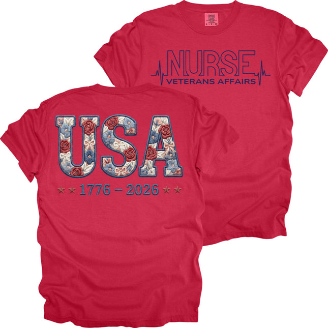 USA Floral VA Nurse - Comfort Colors T-Shirt