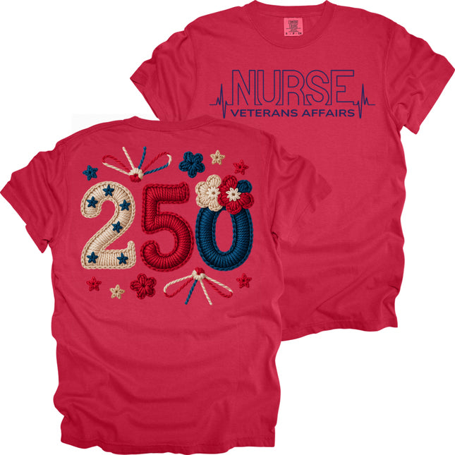 "250" Year USA Faux Embroidery VA Nurse - Comfort Colors T-Shirt