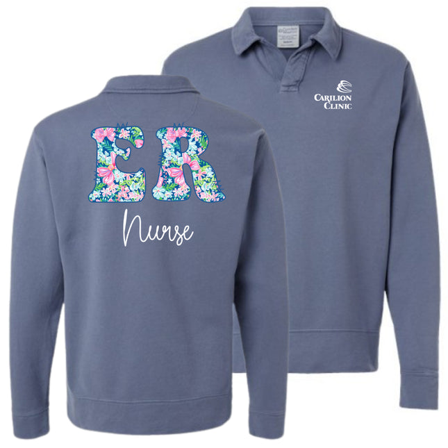 Spring Flowers Nurse with Department- Hanes Comfort Washed Sweatshirt