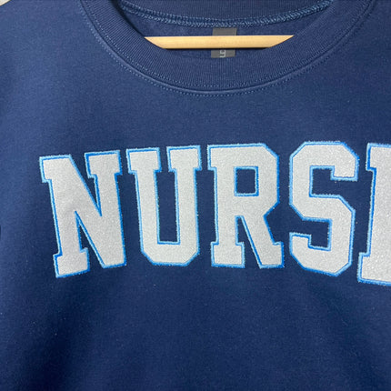 Glitter Embroidered NURSE Crewneck Sweatshirt