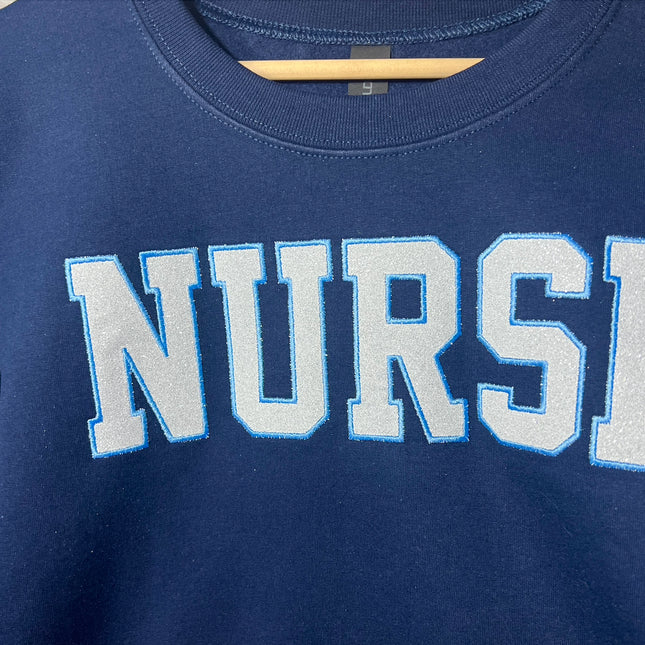 Glitter Embroidered NURSE Crewneck Sweatshirt