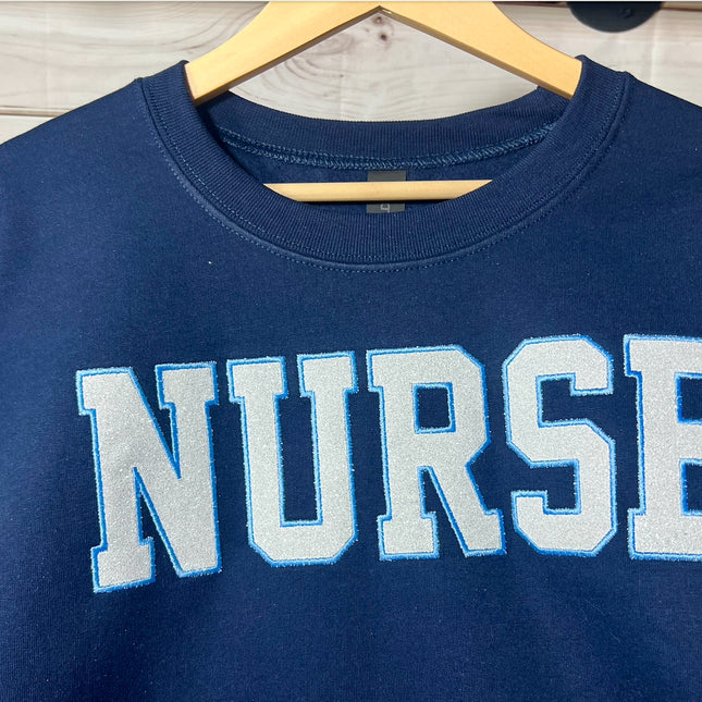 Glitter Embroidered NURSE Crewneck Sweatshirt