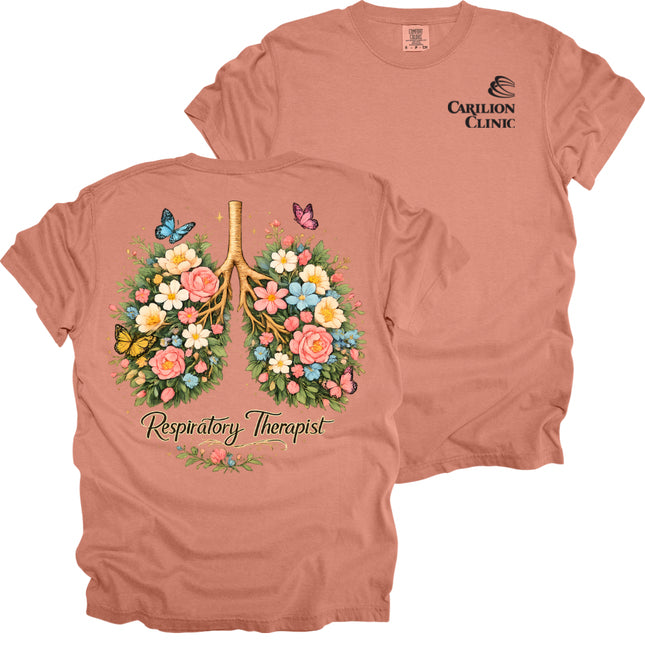 Carilion Clinic Floral Lungs Respiratory Therapy - Comfort Colors T-Shirt