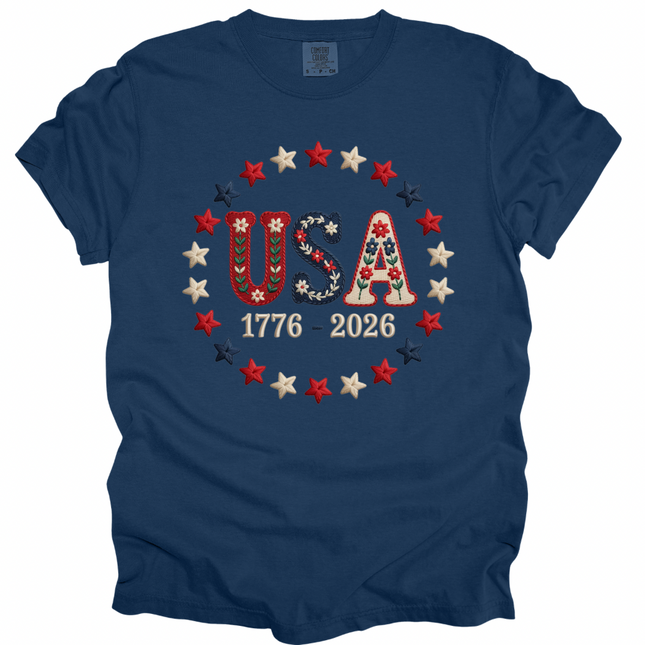 Faux Embroidery USA - Comfort Colors T-Shirt