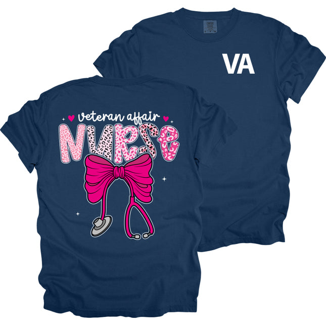 Veteran Affairs Pink Leopard Nurse - Comfort Colors T-Shirt