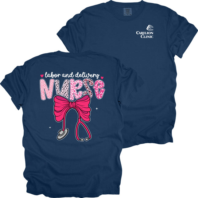 Carilion Clinic Pink Leopard Nurse - Comfort Colors T-Shirt