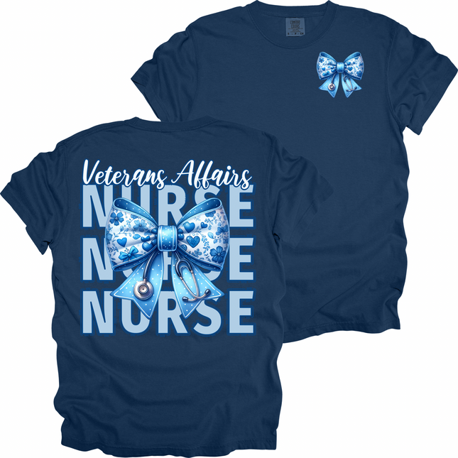 Veterans Affairs Nurse with Blue Bow - Comfort Colors T-Shirt