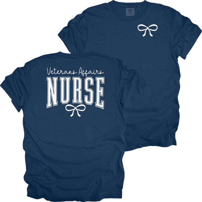 Veterans Affairs Bold Nurse with Bow - Comfort Colors T-Shirt