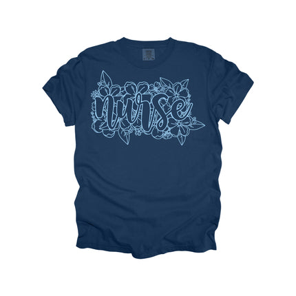 Floral Outline Nurse - Comfort Colors T-Shirt