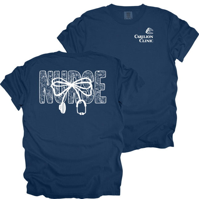 Carilion Clinic Lace Nurse with Stethoscope - Comfort Colors T-Shirt