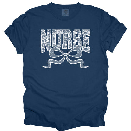 Lace Nurse with Bow- Comfort Colors T-Shirt