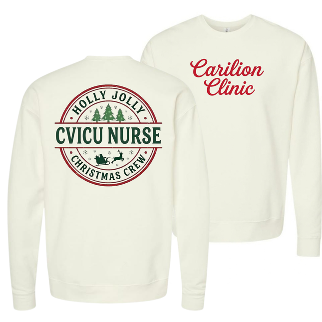 Carilion Clinic  Holly Jolly CVICU Nurse - Comfort Colors and Tultex Apparel