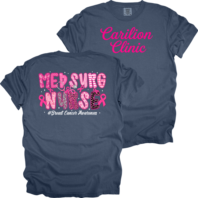 Carilion Clinic Pink Cursive Breast Cancer Awareness per Title- Comfort Colors T-Shirt